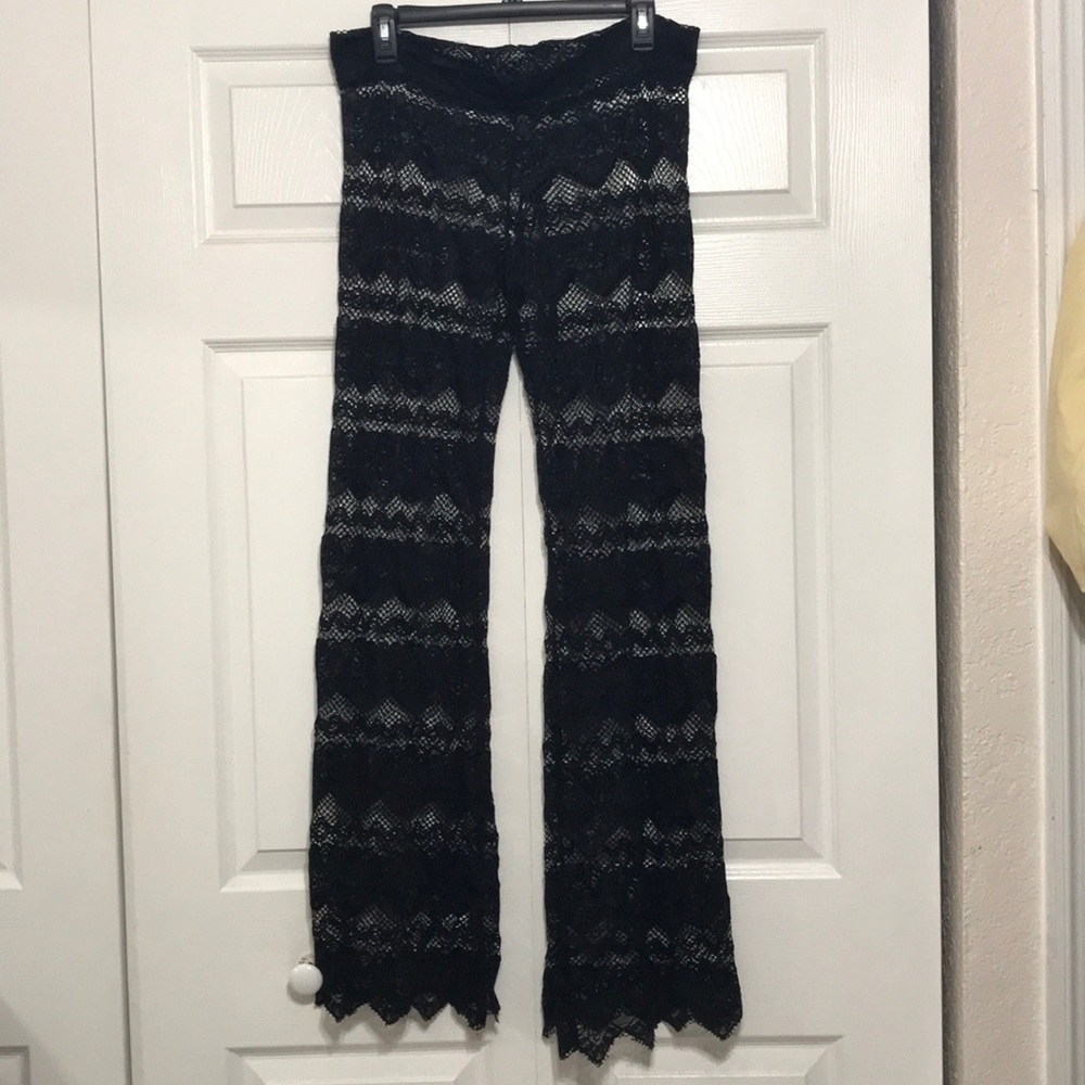 Black beachwear lace loungewear pants/cover up